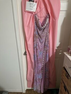Primavera Couture Lavender Beaded Prom Gown